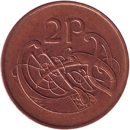 Монета 2 пенса. 1998 год, Ирландия. Птица. Ирландская арфа. Монета 2 пенса. 1998 год, Ирландия. Птица. Ирландская арфа.