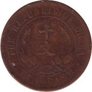 Монета 10 кэш. 1920 год, Китай. (Тип 1) Монета 10 кэш. 1920 год, Китай. (Тип 1)