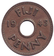 Монета 1 пенни. 1945 год, Фиджи. Монета 1 пенни. 1945 год, Фиджи.