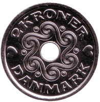Монета 2 кроны. 2017 год, Дания.