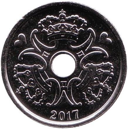 Монета 2 кроны. 2017 год, Дания. Монета 2 кроны. 2017 год, Дания.