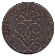 Монета 5 эре. 1917 год, Швеция. Монета 5 эре. 1917 год, Швеция.