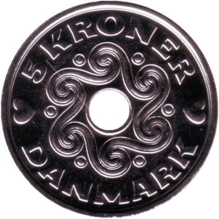 Монета 5 крон. 2021 год, Дания.