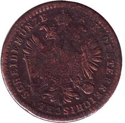 Монета 1 крейцер. 1860 год (A), Австро-Венгерская империя. Австрийский тип.