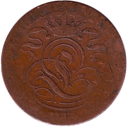 Монета 5 сантимов. 1833 год, Бельгия. Монета 5 сантимов. 1833 год, Бельгия.