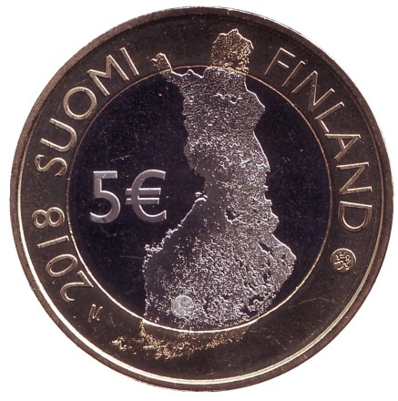 Монета 5 евро. 2018 год, Финляндия. Таммеркоски. Монета 5 евро. 2018 год, Финляндия. Таммеркоски.