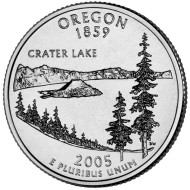 Монета 25 центов (P). 2005 год, США. Орегон. Штат № 33. Монета 25 центов (P). 2005 год, США. Орегон. Штат № 33.