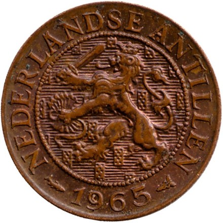 Монета 1 цент. 1965 год, Нидерландские Антильские острова. Из обращения. Монета 1 цент. 1965 год, Нидерландские Антильские острова. Из обращения.