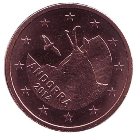 Монета 5 центов. 2014 год, Андорра. Серна.