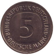 Монета 5 марок. 1977 год (G), ФРГ. Монета 5 марок. 1977 год (G), ФРГ.