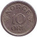 Монета 10 эре. 1957 год, Норвегия. Монета 10 эре. 1957 год, Норвегия.