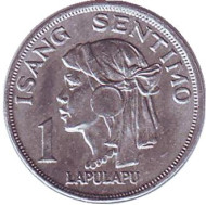 Монета 1 сентимо. 1969 год, Филиппины.