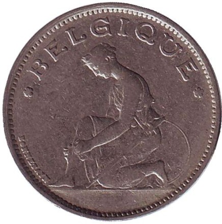 Монета 1 франк. 1928 год, Бельгия. (Belgique)