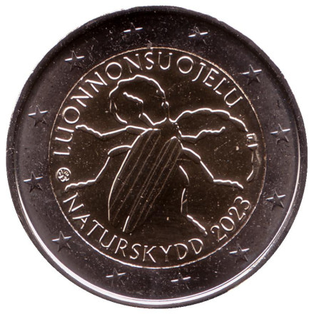 Монета 2 евро. 2023 год, Финляндия. 100 лет первому закону Финляндии об охране природы.