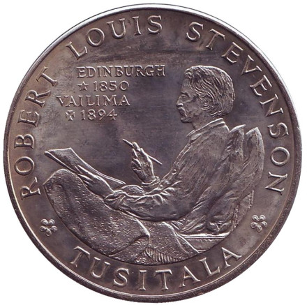 Монета 1 тала. 1969 год, Самоа. 75 лет со дня смерти Роберта Льюиса Стивенсона.