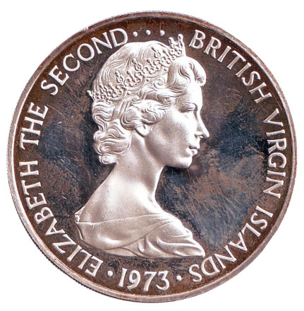 Монета 1 доллар. 1973 год, Британские Виргинские острова. Великолепный фрегат.