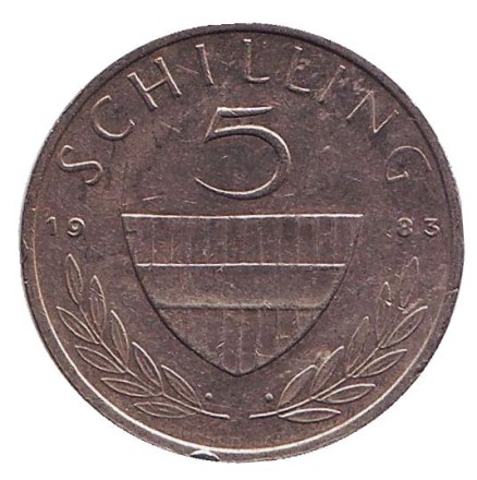 Монета 5 шиллингов. 1983 год, Австрия. Всадник.