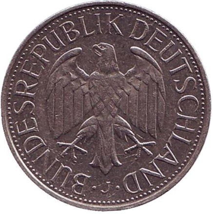 Монета 1 марка. 1983 год (J), ФРГ. Монета 1 марка. 1983 год (J), ФРГ.
