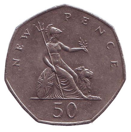 Монета 50 новых пенсов. 1978 год, Великобритания.