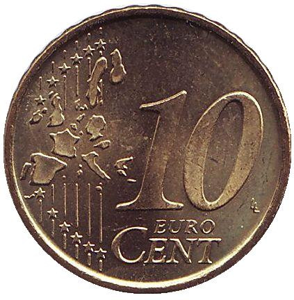 Монета 10 центов. 2000 год, Испания.