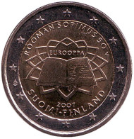 Монета 2 евро. 2007 год, Финляндия. Римский договор.