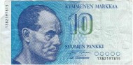 Банкнота 10 марок. 1986 год, Финляндия. Пааво Нурми. P-113a(23-1). Банкнота 10 марок. 1986 год, Финляндия. Пааво Нурми. P-113a(23-1).