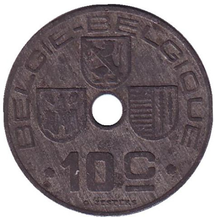 Монета 10 сантимов. 1946 год, Бельгия.