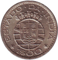 Монета 1 эскудо. 1959 год, Индия в составе Португалии.