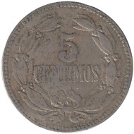 Монета 5 сентимо. 1936 год, Венесуэла.  Монета 5 сентимо. 1936 год, Венесуэла.