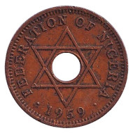 Монета 1/2 пенни. 1959 год, Британская Нигерия. Состояние - F. Монета 1/2 пенни. 1959 год, Британская Нигерия. Состояние - F.