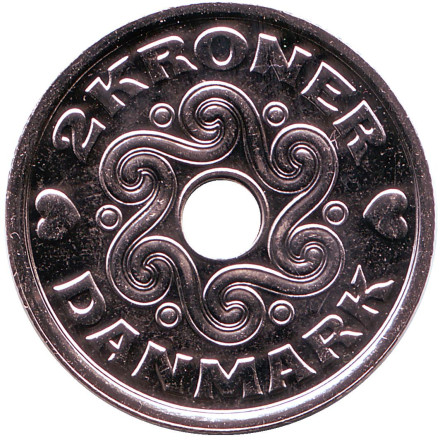 Монета 2 кроны. 2019 год, Дания.