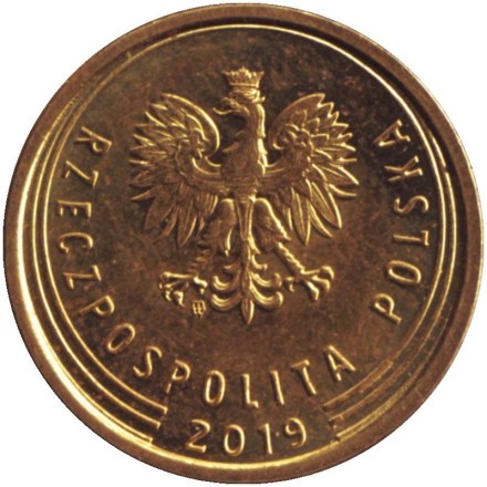 Монета 2 гроша, 2019 год, Польша. Дубовые листья.