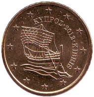 Монета 50 центов. 2012 год, Кипр. Монета 50 центов. 2012 год, Кипр.
