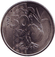 Монета 50 вату. 2015 год, Вануату. Копра и кава. Монета 50 вату. 2015 год, Вануату. Копра и кава.