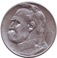 Юзеф Пилсудский. Монета 5 злотых. 1934 год, Польша. (Орёл с короной)