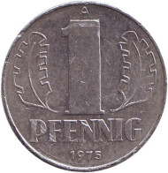 Монета 1 пфенниг. 1975 год, ГДР. Монета 1 пфенниг. 1975 год, ГДР.