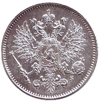 Монета 25 пенни. 1913 год, Финляндия в составе Российской Империи. XF-aUNC.