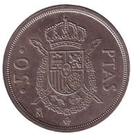 Монета 50 песет. 1982 год, Испания. Хуан Карлос I.