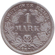 Монета 1 марка. 1876 год (F), Германская империя. Монета 1 марка. 1876 год (F), Германская империя.