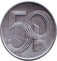 Монета 50 геллеров. 2006 год, Чехия. Монета 50 геллеров. 2006 год, Чехия.