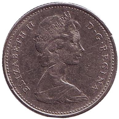 Монета 10 центов. 1969 год, Канада. Парусник. Монета 10 центов. 1969 год, Канада. Парусник.