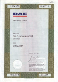 DAF. Акция на 5 гульденов. 1989 год, Нидерланды. DAF. Акция на 5 гульденов. 1989 год, Нидерланды.