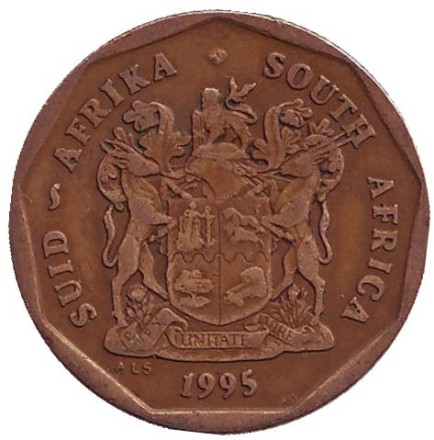Монета 50 центов. 1995 год, ЮАР. Стрелитция. Монета 50 центов. 1995 год, ЮАР. Стрелитция.