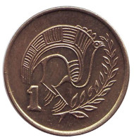 Монета 1 цент. 1991 год, Кипр. Птица.
