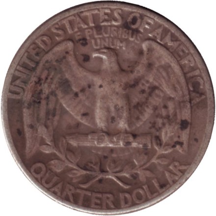 Монета 25 центов. 1946 год, США. (Без отметки монетного двора). Вашингтон. Монета 25 центов. 1946 год, США. (Без отметки монетного двора). Вашингтон.