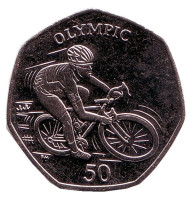 Монета 50 пенсов. 2012 год, Остров Мэн. Велоспорт.