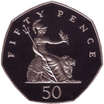 Монета 50 пенсов. 1987 год, Великобритания. Proof.