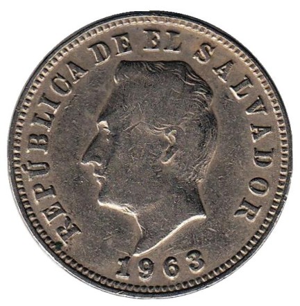 Монета 5 сентаво. 1963 год, Сальвадор.