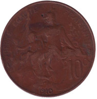 Монета 10 сантимов. 1910 год, Франция. Монета 10 сантимов. 1910 год, Франция.