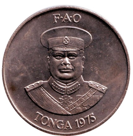 Монета 2 паанга. 1975 год, Тонга. ФАО. Корова. Король Тауфа’ахау Тупоу IV. Монета 2 паанга. 1975 год, Тонга. ФАО. Корова. Король Тауфа’ахау Тупоу IV.